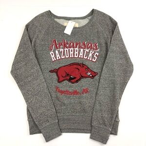 Arkansas Razorbacks Three Square Gray Sweatshirt Graphic Logo